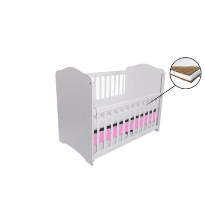 Patut vessanti como culisant cu sertar - alb cu roz + saltea cocos 10 cm edep10dclcs_d125