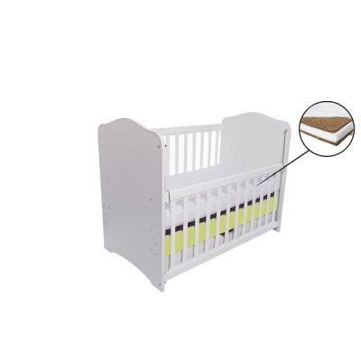 Patut vessanti como culisant cu sertar - alb cu verde + saltea cocos 10 cm edep10dclcs_d134