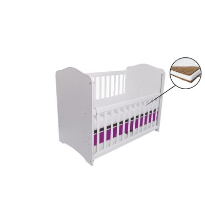 Patut vessanti como culisant cu sertar - alb cu violet + saltea cocos 10 cm edep10dclcs_d137
