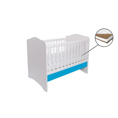 Patut vessanti como fara sertar - alb cu albastru + saltea cocos 10 cm edep10dfs_d150