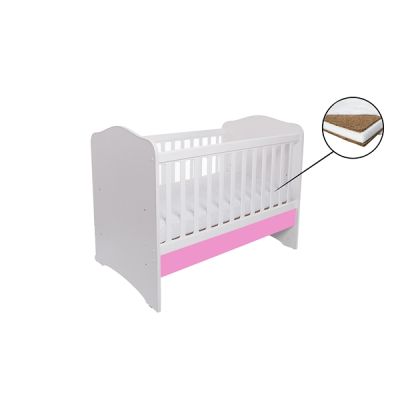 Patut vessanti como fara sertar - alb cu roz + saltea cocos 10 cm edep10dfs_d125