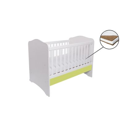 Patut vessanti como fara sertar - alb cu verde + saltea cocos 10 cm edep10dfs_d134