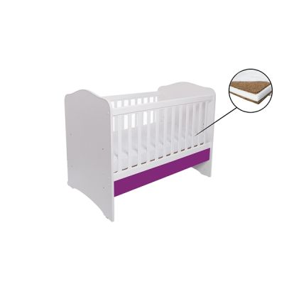 Patut vessanti como fara sertar - alb cu violet + saltea cocos 10 cm edep10dfs_d137