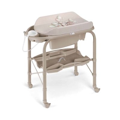 Masa De Baie Pliabila Cu Saltea De Infasat, Cadita Anatomica Cu Furtun, Roti Cu Blocatori, Cambio Deluxe, Bej Pjbc209-c261