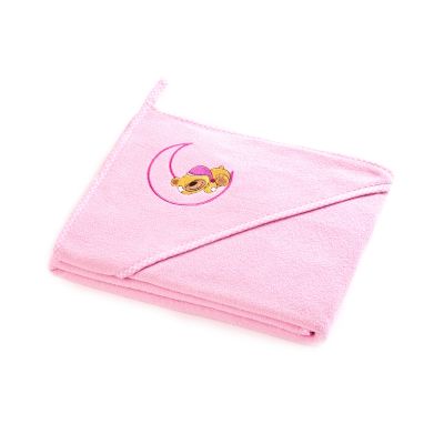 Prosop de bumbac cu gluga Sensillo BEAR 100x100 cm Roz PMICSILLO-4162