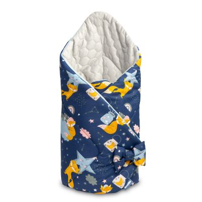 Paturica nou-nascut Sensillo Velvet Wrap Albastra Vulpi 75x75 cm PMICSILLO-42303