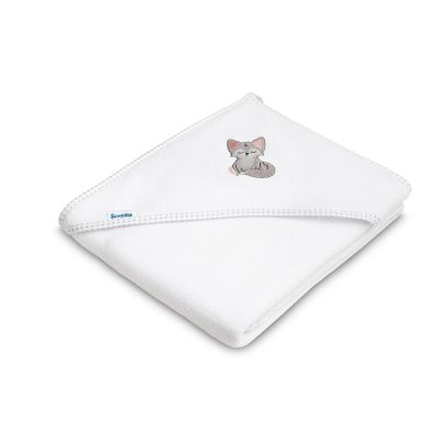 Prosop de baie cu gluga 100x100cm Sensillo Lup/Alb PMICSILLO-41652