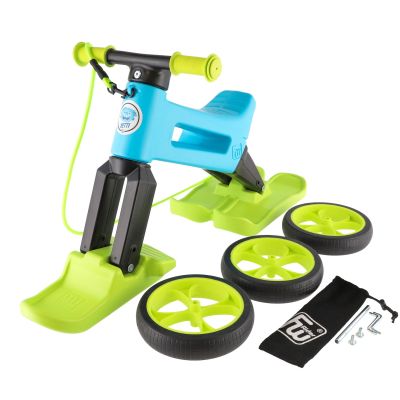 Bicicleta fara pedale Funny Wheels Rider SuperSport YETTI 3 in 1 Blue/Lime PMIC8595557516569
