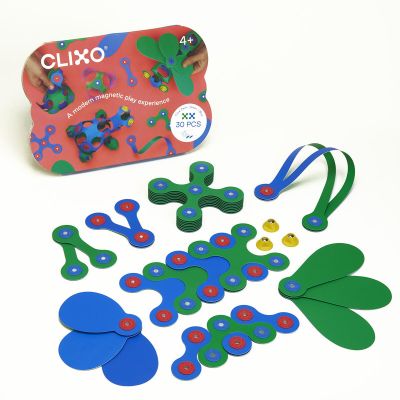 Clixo® joc magnetic de construit - crew albastru & verde (30 piese)