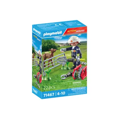 Playmobil-MISIUNEA POMPIERULUI DE SALVARE A ANIMALULUI ARTPM71467