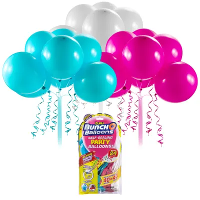 Bunch o Balloons - Set baloane de petrecere si rezerve, Roz, Bleu, Alb, 24 baloane BKF56179BUQ1