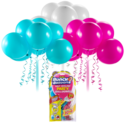 Bunch o Balloons - Set baloane de petrecere si rezerve, Roz, Bleu, Alb, 24 baloane BKF56179BUQ1
