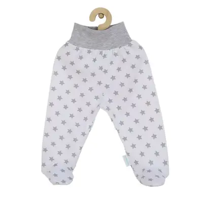 Pantalonasi, New Baby, Cu botosei, Marime 56, Din bumbac 100%, Classic II Grey with stars BYN34906