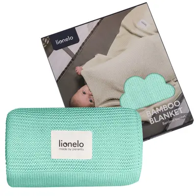 Paturica multifunctionala, Lionelo, Din bambus, Cu proprietati de termoreglare, Antibacteriana, Antifungica, Antialergice, Lavabila la masina de spalat, 100x75 cm, Verde BYNLO-BAMBOO_BLANKET_GREEN_MINT