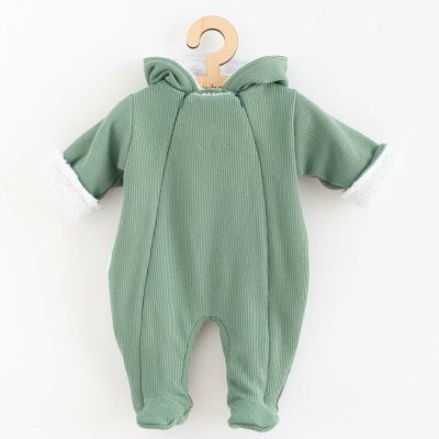 Salopeta de iarna, New Baby, Pentru bebelusi, Cu gluga, Marime 56, Din bumbac si elastan, Cu captuseala din polar, Frosty Mint BYN53759