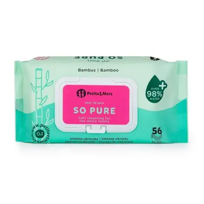 Servetele umede, Petite&Mars, 56 de bucati, Multifunctionale, Din bambus, Fara parfum, Ideale pentru pielea sensibila a bebelusului, Alb BYN305100