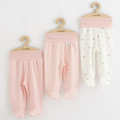 Set 3 piese, New Baby, Classic II, Include 3 perechi de pantalonasi cu botosei, Marime 56, Din bumbac 100%, Pink BYN54273