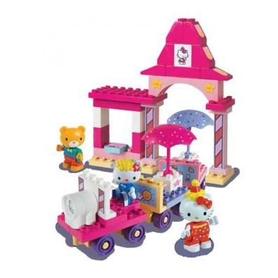 Set constructie Unico Plus Hello Kitty Parc de distractii cu masinuta 51 piese - SOLUN8689