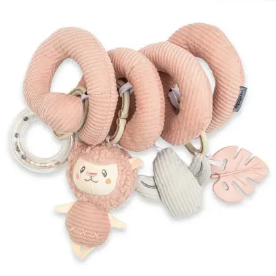 Jucarie interactiva, New Baby, Spirala, Lama, Pentru atasare la patut sau carucior, Dezvolta abilitatile motorii, Include si jucarie pentru dentitie, Fara BPA, 0 luni+, Multicolor BYN53899