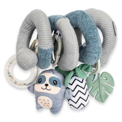 Jucarie interactiva, New Baby, Spirala, Lenes, Pentru atasare la patut sau carucior, Dezvolta abilitatile motorii, Include si jucarie pentru dentitie, Fara BPA, 0 luni+, Multicolor BYN53898