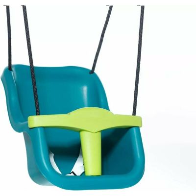 Leagan, Dice, Cu bara in forma de T, Cu sfoara impletita, Ajustabil pe inaltime pana la 250 cm, Include curea de siguranta, 9-36 luni, Turquoise/Lime BYNR113.01.05