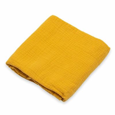 Paturica moale bebe, New Baby, Cu multiple intrebuintari, 60x60 cm, Din muselina, 100% bumbac, Mustard BYN53553