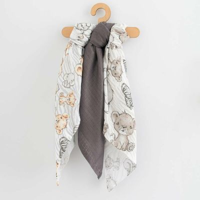 Set 3 scutece, New Baby, Multifunctionale, Din bumbac 100%, Material certificate Oeko Tex Standard 10070x80 cm, Multicolor BYN56184
