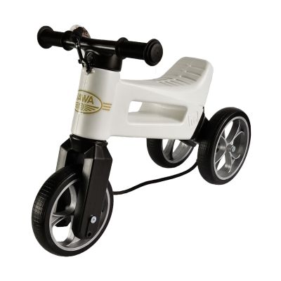 Bicicleta fara pedale cu cosulet pentru ghidon Funny Wheels Rider SUPERSPORT 2 in 1 JAWA White Exclusiv PMICFWR-SS-JAWAWX