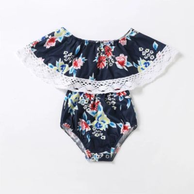 Body bleumarin pentru fetițe cu imprimeu floral ad9196-bebe
