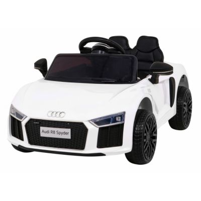 Masinuta electrica cu telecomanda audi r8, roti eva, scaun tapitat, 98x59x43 cm, putere 70w - alb edeedipa.hl1818.bia