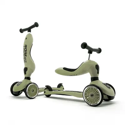 Trotineta Copii Cu Sezut, Transformabila 2in1, Highwaykick 1 Olive, 1-5 Ani, Pana La 50 Kg, Scoot  Ride Pjb160629