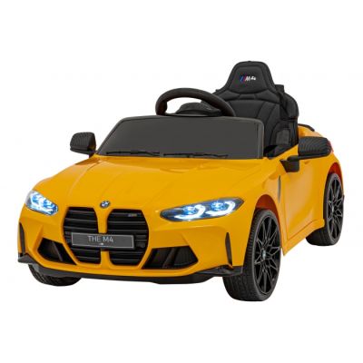 Masinuta electrica cu telecomanda bmw m4, roti eva, scaun tapitat, 112x71x46 cm, putere 70w - galben edeedipa.sx2418.zol