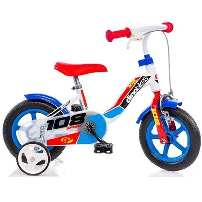 Bicicleta 10'' cu maner pentru parinti 108 Albastru - Dino Bikes BEEDN108FL