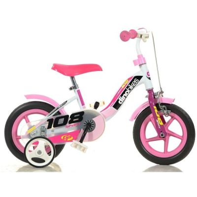 Bicicleta 10'' cu maner pentru parinti 108 Roz - Dino Bikes BEEDN108FL-R