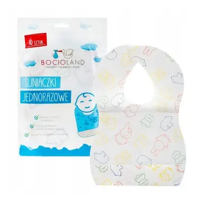 Bavete de unica folosinta, Bocioland, Cu buzunar, Set de 10 bucati, Multicolor BYNBL157