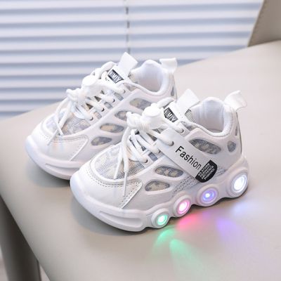 Adidasi albi cu gri si ivoire cu luminite adg-58-3-c