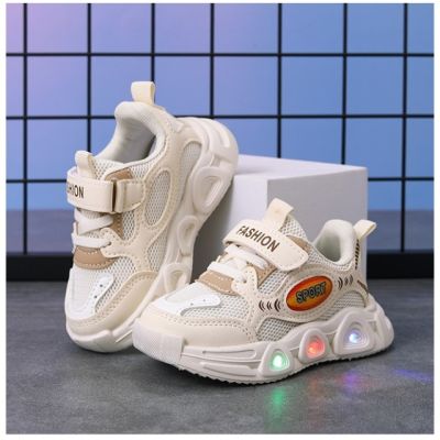 Adidasi ivoire cu insertii crem cu luminite - sport mdc22-3-c