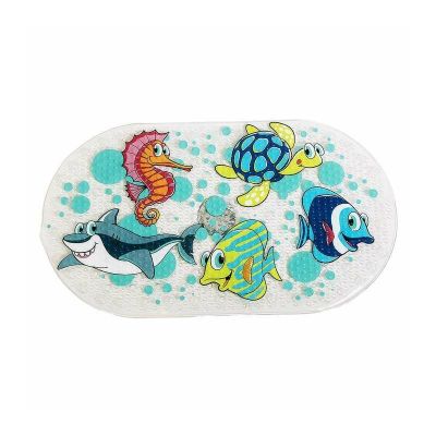 Covoras de baie, FreeON, Antialunecare, Cu ventuze, 69x39 cm, Oval, Ocean BYN40413
