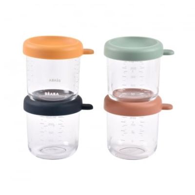 Set 4 recipiente sticla Beaba 250 ml Sunrise Colormix ERFB914009