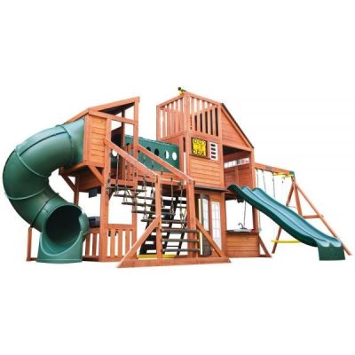 Complex de joaca din lemn odyssey cu 3 tobogane si leagane 2 in 1 kidkraft - okekkf29410e
