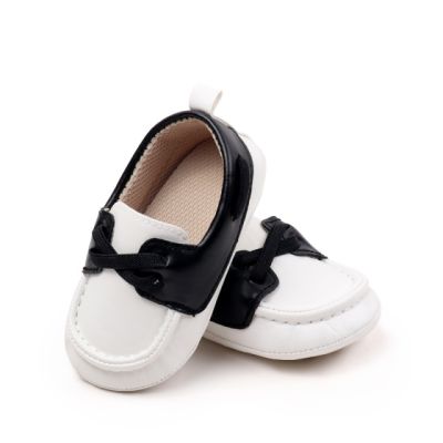 Pantofiori albi cu negru tip mocasini csbbw3230-2-p24