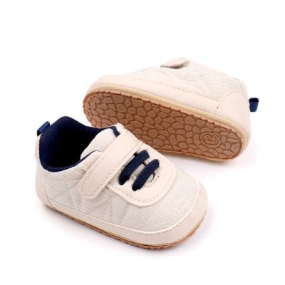 Pantofiori crem cu sireturi bleumarine pentru baietei mdbnb3102-1-p3