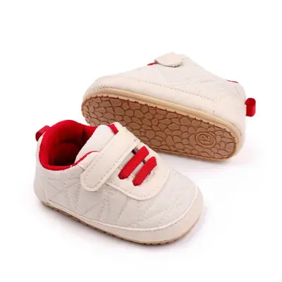 Pantofiori crem cu sireturi rosii pentru baietei mdbnb3102-3-p01