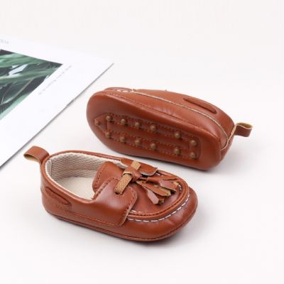 Pantofiori maro tip mocasini cu ciucurasi csbbw3238-1-sa3