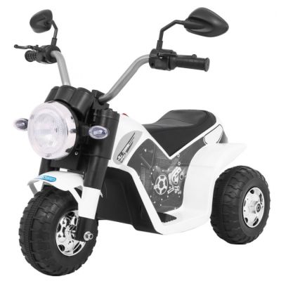 Motocicleta electrica minibike, roti din plastic, scaun tapitat, 71x53x57 cm, putere 6v - alb edeedipa.jc916.bia