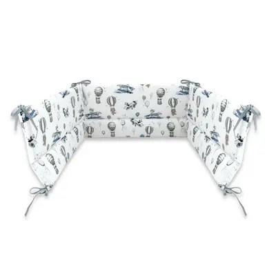 Aparatoare pentru patut, MimiNu, Din bumbac certificat Oeko Tex Standard 100, 180x30 cm, Cu panglici, Blue Plane BYN6426972025560