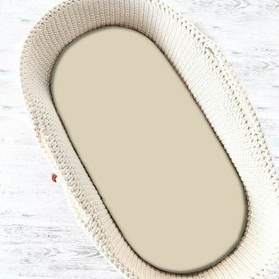 Cearceaf cu elastic, MimiNu, Pentru landou, landou, carucior si cosulet, 80x35 cm, Din Jerseu, Material certificat Oeko Tex Standard 100, Nugat BYN6426972026109