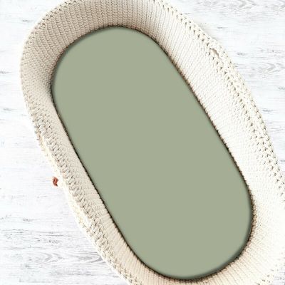 Cearceaf cu elastic, MimiNu, Pentru landou, landou, carucior si cosulet, 80x35 cm, Din Jerseu, Material certificat Oeko Tex Standard 100, Olive BYN6426972025966