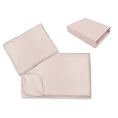 Lenjerie patut cu 3 piese, MimiNu, Cu cearceaf 120x60 cm, Din bumbac certificat Oeko Tex Standard 100, Cu paturica si pernuta, Colectia Royal, Powder Pink BYN6426972025874