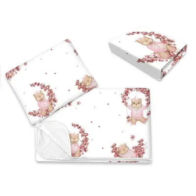 Lenjerie patut cu 3 piese, MimiNu, Cu cearceaf 120x60 cm, Din bumbac certificat Oeko Tex Standard 100, Cu paturica si pernuta, Design, Betty BYN6426972025911